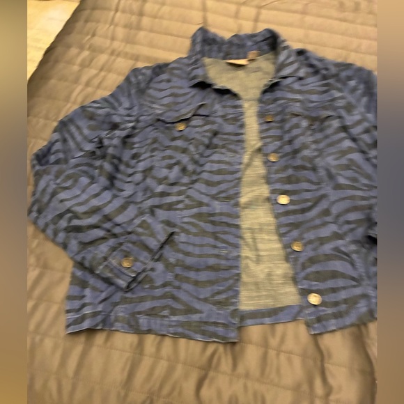 Chico's Blue Zebra Print Jacket - Picture 7 of 8
